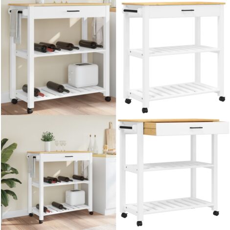 VidaXL Chariot à Légumes Bois De Pin Solide Etagères De Cuisine 57x30x80 Cm