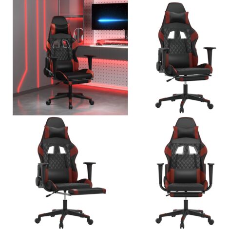 Chaise de jeu de massage repose-pied Noir&Bordeaux Similicuir - Chaise Gaming - Chaise De Bureau Ergonomique - Fauteuil Gamer - Chaise De Jeu Confortable - Chaise De Jeu Avec Massage - Home & Living (1/5)