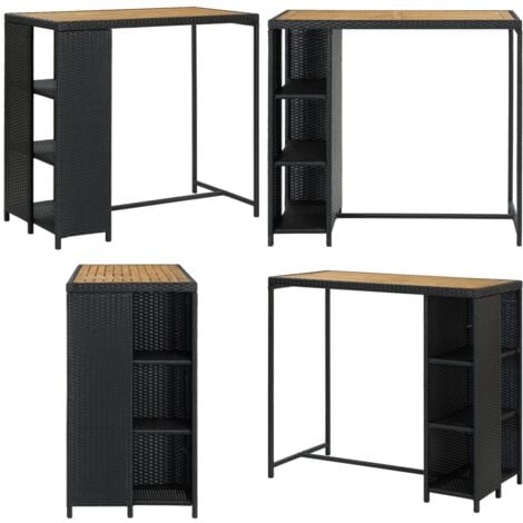 Table Bar Avec Rangement Laqué Blanc Brillant - L.80 X H.107 X P.80 Cm