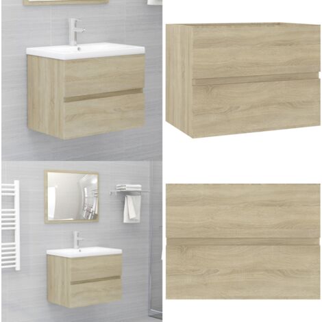 Meuble D'évier En Chêne Sonoma 80 Cm – Rangement Spacieux Pour Salle De Bain - 2