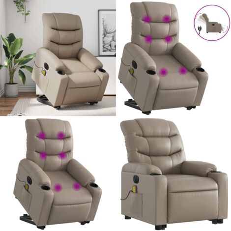 The Living Store Fauteuil inclinable de massage électrique crème tissu