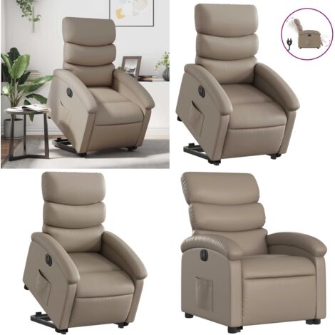 Fauteuil Inclinable électrique Avec Levage Et Massage - Chauffage Lombaire - Repose-pieds Extensible - Capacité 120 Kg - Tissu Beige