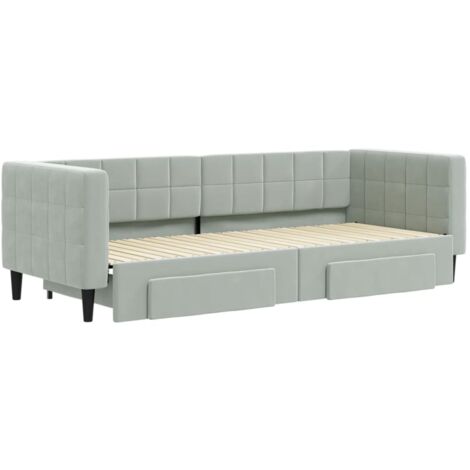 YEHTOKHOME Canapé-Lit Extensible 90x200cm Avec Compartiment De Rangement Et Multifonctionnel Lit Gigogne,Simple Lit En Fer Forgé Avec Ports USB Et Type-C(sans Matelas) (Tan+Noir