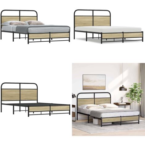 VidaXL Cadre De Lit 120x190 Cm Bois Massif Chêne - Sommier à Lattes Avec Rangement