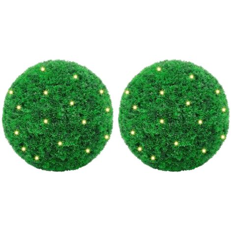 HOMCOM Lot de 2 Boules de buis artificielles de 40 cm, Protection UV