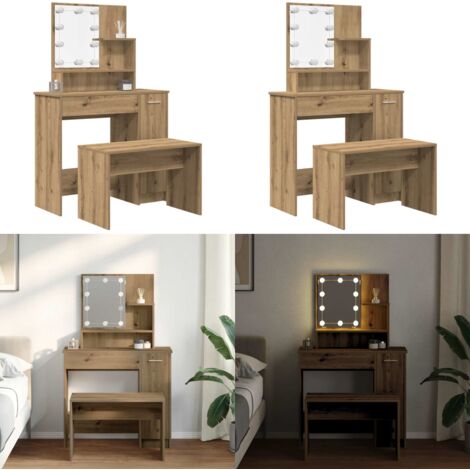 Ensemble de coiffeuse avec miroir noir bois de pin solide-7462572319295