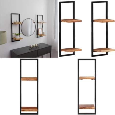 Étagères murales 2 pcs 25x25x75 cm Bois d'acacia et acier - Étagères ...