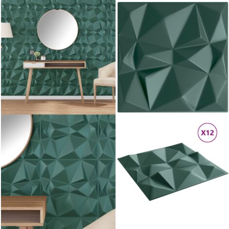 vidaXL Panneaux muraux 12 pcs vert 50x50 cm XPS 3 m² losange