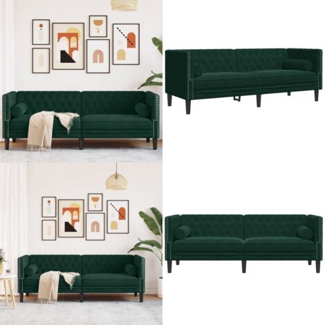Canapé Chesterfield 2 Places Velours Bordeaux - Avec Traversins, Rembourré - Dimensions 174 X 74,5 X 70,5 Cm - 11