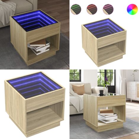 Table basse avec LED infini chêne sonoma 90x50x30 cm