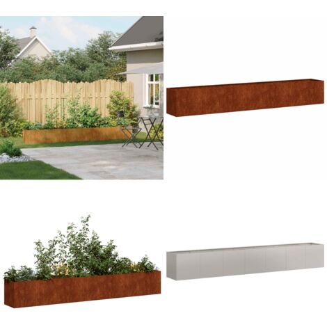 Jardinière D'angle VidaXL En Acier Rouillé 60x60x35 Cm - Bac à Plantes Extérieur Gain De Place, Design Moderne