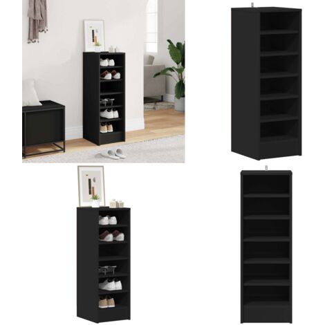Armoire à Chaussures Noire 40x36x105 Cm – Bois D’ingénierie, Rangement Pas Cher