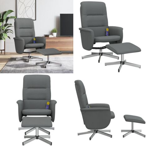 Yaheetech Fauteuil Gaming Ergonomique Avec Massage Lombaire, Repose-Pieds Rétractable, Inclinable 125°, Similicuir Gris – Confort Ultime Bureau & Jeu