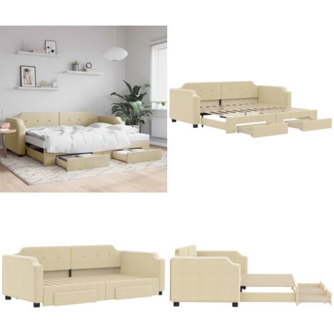 KOMHTOM Canapé-lit Avec Compartiment De Rangement Et Port De Charge, Lit De Jour Multifonctionnel Avec Lit Gigogne Et Lumière LED(sans Matelas) (Naturel, 90x200cm