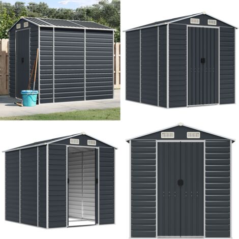 Abri De Jardin Métallique 240x111x182 Cm - Acier Galvanisé, Porte Verrouillable, Sans Plancher - Pour Rangement Extérieur