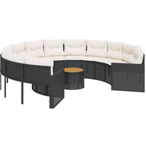 Canapé De Jardin,Canapé D'extérieur,Sofa De Jardin Avec Coussins Demi Rond Gris Resine Tressee Cfw582130 93234617