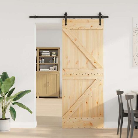 Porte Coulissante Et Kit De Quincaillerie 80x210 Cm Pin Massif Vidaxl 8721012082410