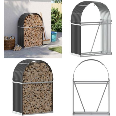 Portant de bois de chauffage Noir mat 110x28x116 cm Acier - Support