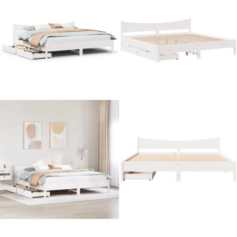 Cadre de lit Blanc 180 x 200 cm Bois massif en pin