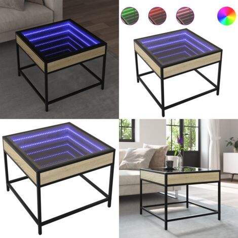 Table Basse Miroir Infini LED – IKEA LACK Custom, Verre Noir, Salon
