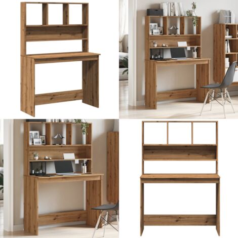 vidaXL Bureau avec étagères chêne artisanal Bois d'ingénierie