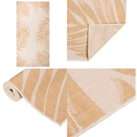 Tapis d'extérieur résistant aux intempéries - Paco Home - 160x220 cm - Beige - Motif géométrique - Effet 3D - Maison