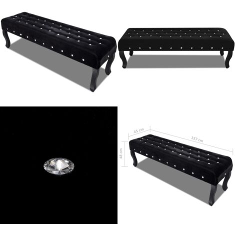Bouton en velours noir – Banc pour chambre à coucher, moderne tapissé avec accoudoirs roulés, siège de fenêtre au bout du lit, meubles d'entrée de salon