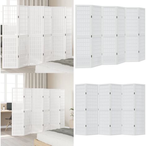 Paravent 6 Panneaux VidaXL 300x180cm - Séparation Pièce, Blanc, Tissu Polyester