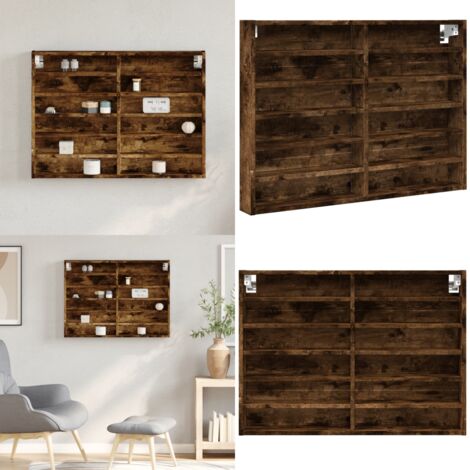 Vitrine Murale Avec Portes 80x8,5x37 Cm – 4 étagères, Contreplaqué, Porte En PET Transparent, Charge Max 20 Kg - 3