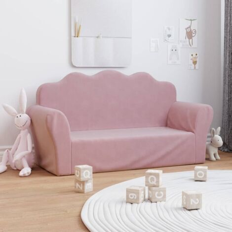 ABB Canapé pour enfants à 2 places Rose Peluche douce - Qqmora ABB Canapé pour enfants à 2 places Rose Peluche douce - Qqmora