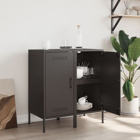 Buffet Industriel Palazzo INT - Console Conteneur Métal/bois - Noir - Style Loft