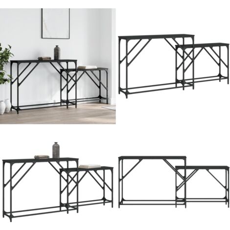 Relaxdays Lot De 2 Tables D’Appoint Gigognes Industrielles – Effet Bois, Métal Noir, Empilables