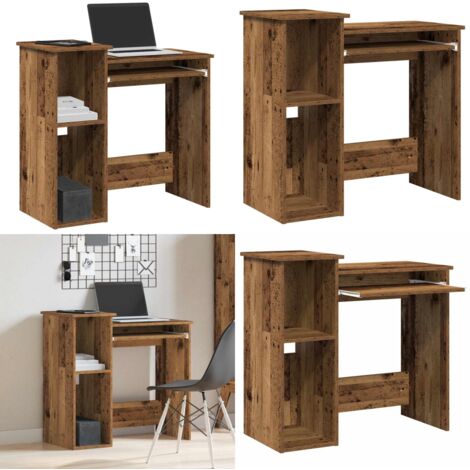 vidaXL Bureau avec étagères vieux bois 84x40x78 cm bois d'ingénierie