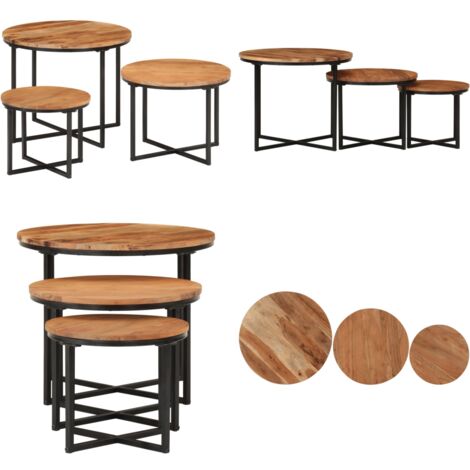 Table Basse en Bois d'Acacia et Fer