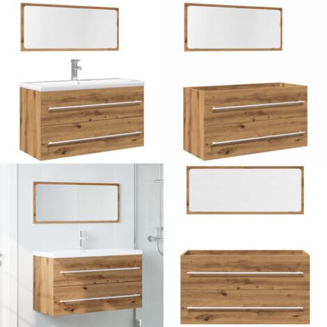 vidaXL Ensemble de mobilier de salle de bain 4 pcs Bois ancien - Mon Bazar Pro – Tout pour la Maison et la Vie Quotidienne