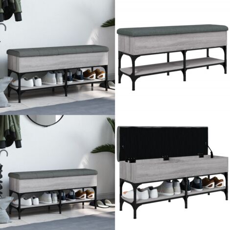 Banc à Chaussures Avec Coussin Blanc Bois D'ingénierie - Meuble Entrée