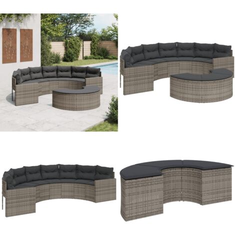 Salon De Jardin 3 Pièces Demi-rond - Résine Tressée - Marque VidaXL - Neuf En Carton - Pour Terrasse