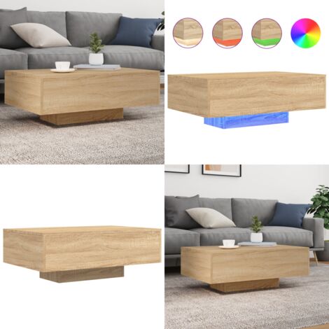 Table Basse Avec Lumières LED RGB - Noir 85x55x31 Cm - Bois Ingénierie - Pour Salon Moderne