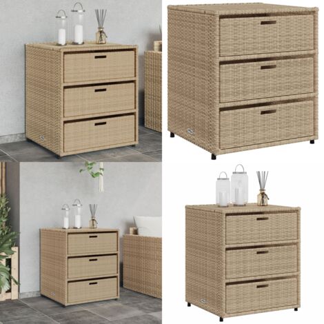Armoire De Rangement Jardin VidaXL - Résine Tressée Beige - 83x45x76 Cm - Pour Outils, Coussins, Jouets De Piscine