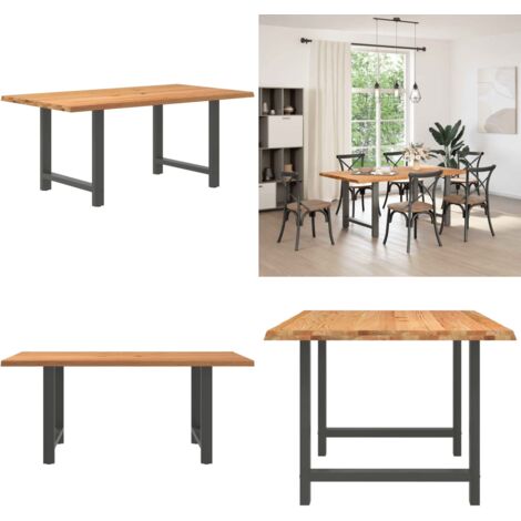 Table à Manger En Chêne Massif 180x90 Cm | Style Rustique Avec Pieds Anthracite | Pour Cuisine Ou Salle à Manger