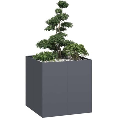 Jardinière Carrée En Acier VidaXL 50x50x50 Cm - Noir, Sans Trous De Drainage - Pour Plantes, Fleurs, Légumes Sur Terrasse Ou Balcon