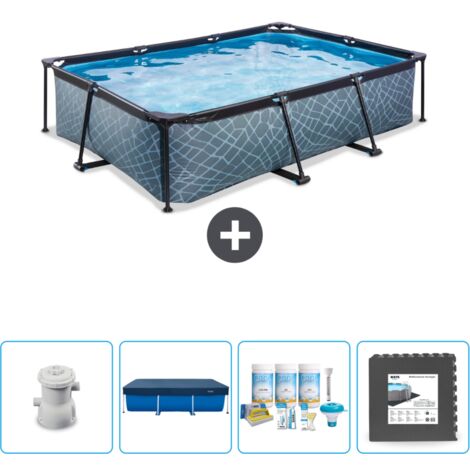 Exit-toys Piscine Exit Rectangulaire - Effet Pierre - 300x200x65 cm - 5-pièces SCB3 (1/4)