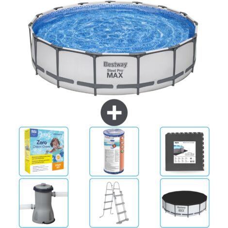 Piscine Bestway ronde Steel Pro MAX - 457 x 107 cm - Grise - Comprend des Accessoires CB35 (1/4)