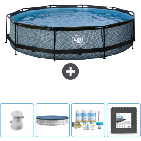 Exit-toys Piscine Exit Ronde - Effet Pierre - 360x76 cm - 5-pièces SCB17 (1/4)