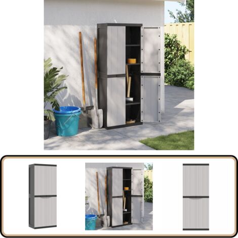 Armoire de rangement d'extérieur gris et noir 65x37x165 cm PP - Meuble ...
