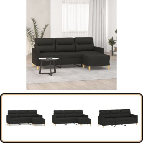 Canapé 3 Places Noir - 180 Cm - Tissu - Neuf Sous Emballage