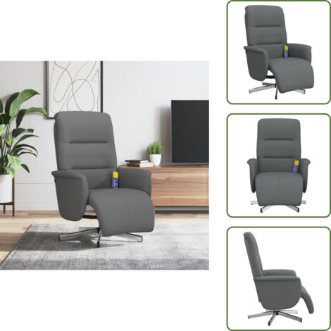 Fauteuil Massage VidaXL Avec Repose-pieds - Gris Foncé Tissu - Neuf