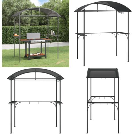 Gazebo BBQ et étagères latérales anthracite 220x115x230cm acier - Abri ...