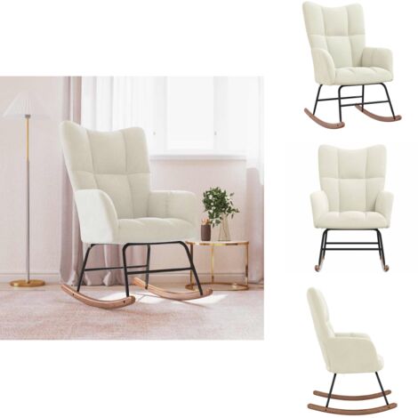 Fauteuil à Bascule Moderne En Tissu éponge Sauge - Acier Et Bois, Confort Max, 120 Kg Max