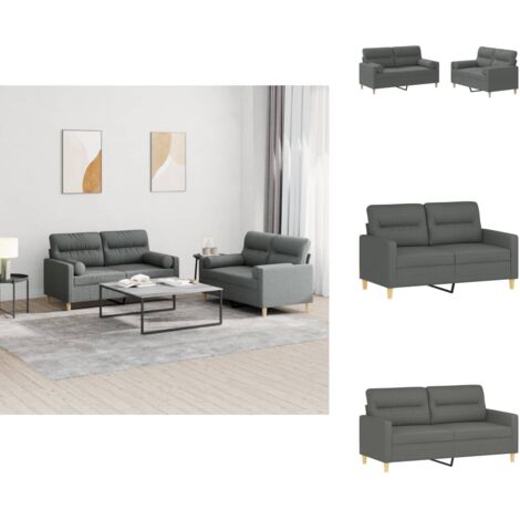 Canapé 2 Places Gris Similicuir VidaXL Avec Coussins Sièges - Ensemble Salon Neuf, Prêt à Monter